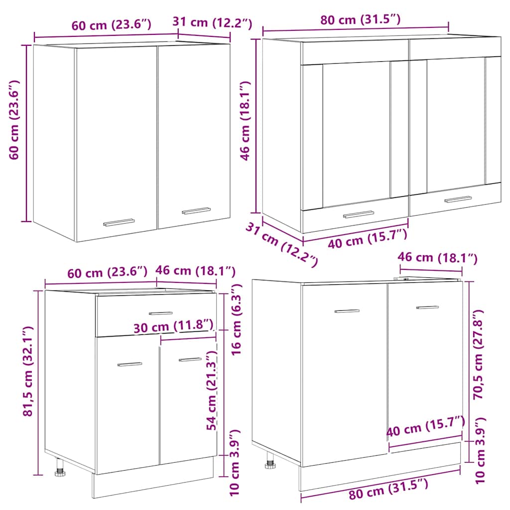 Kitchen Unit Lyon 4 pcs Grey sonoma Engineered Wood