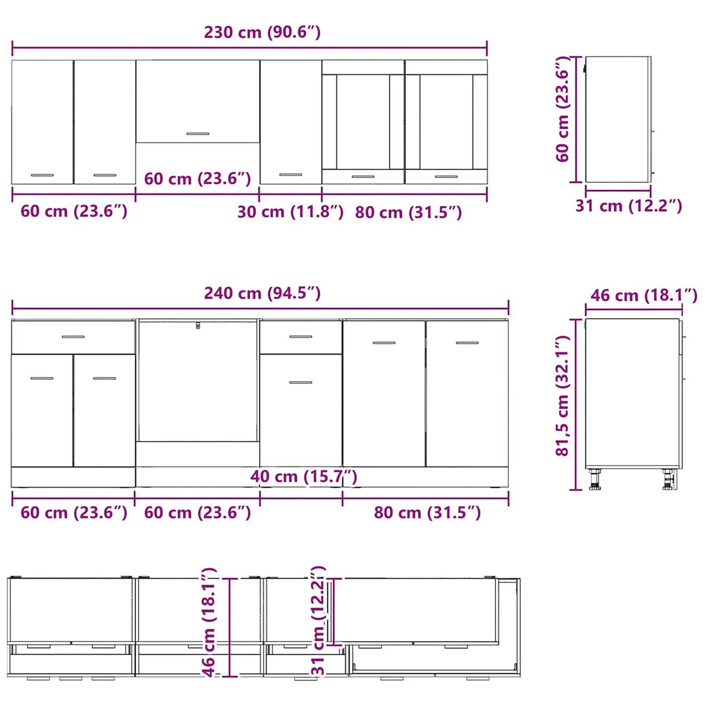 Kitchen Unit Lyon 8 pcs Smoked oak Engineered Wood