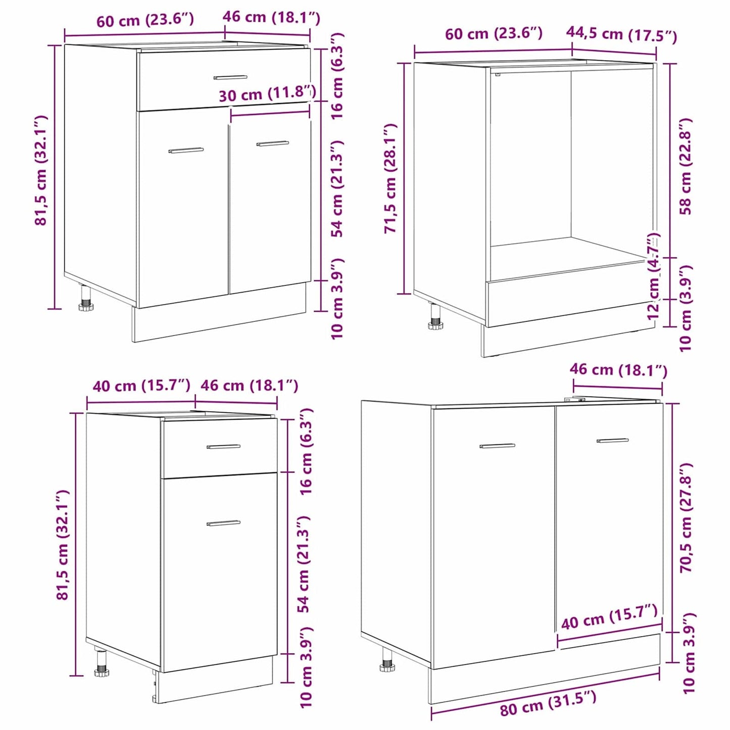 Kitchen Cabinet Set Lyon 8 pcs Smoked oak Engineered Wood