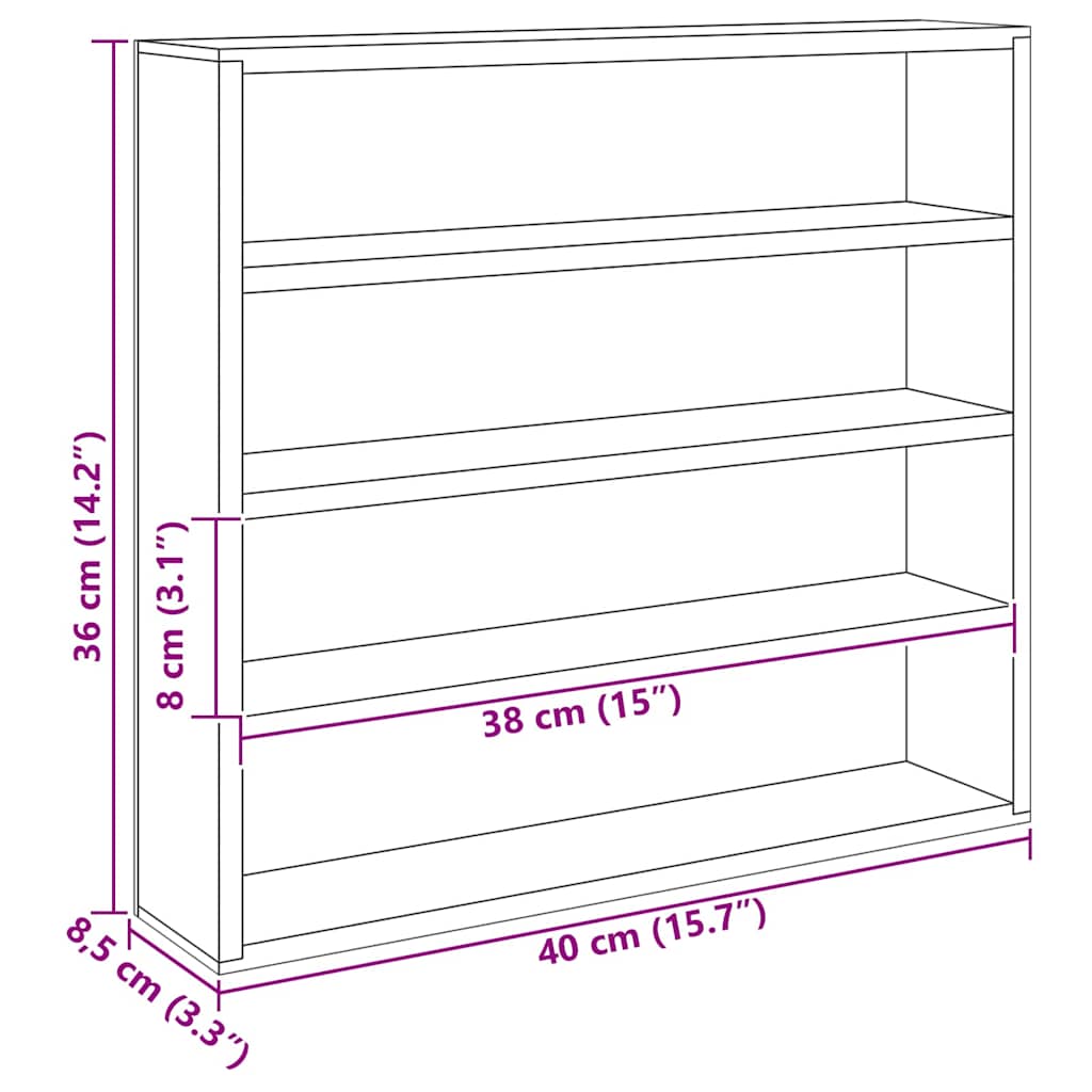 Wall Display Case Beige 40 x 8.5 x 37 cm Engineered Wood