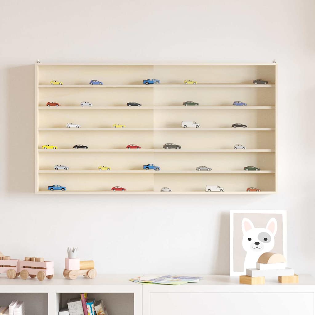Wall Display Case with Shelf Beige 100 x 8.5 x 54 cm Plywood