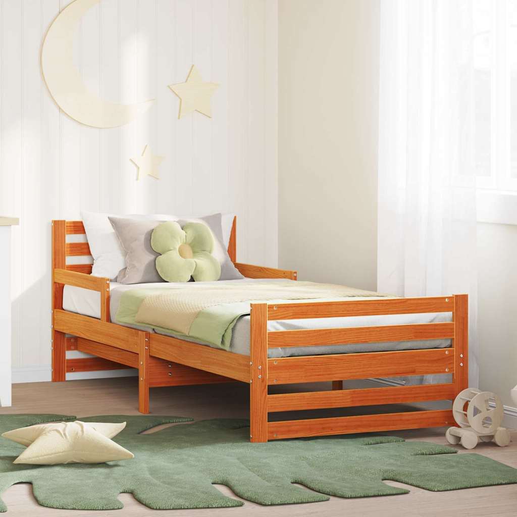 Bed Frame with Headboard Wax Brown 80 x 200 cm Engineered Wood