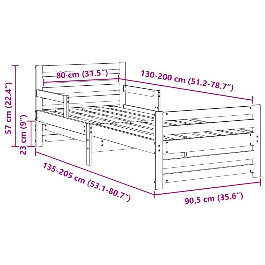 Bed Frame with Headboard Wax Brown 80 x 200 cm Engineered Wood