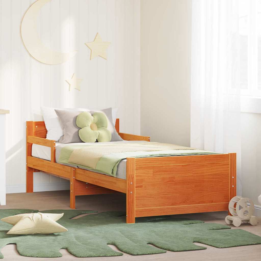 Bed Frame with Headboard Wax Brown 80 x 200 cm Engineered Wood