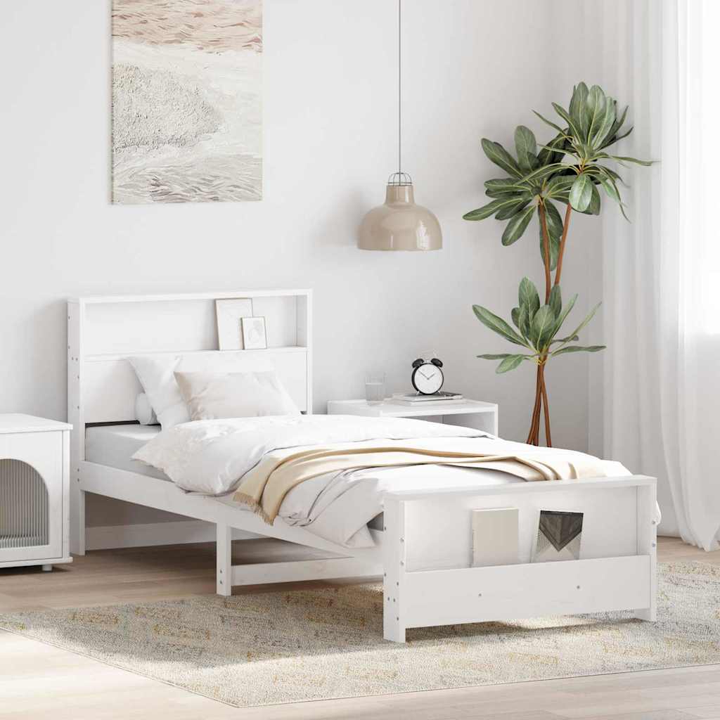 Bed Frame with Headboard White 100 x 200 cm Engineered Wood