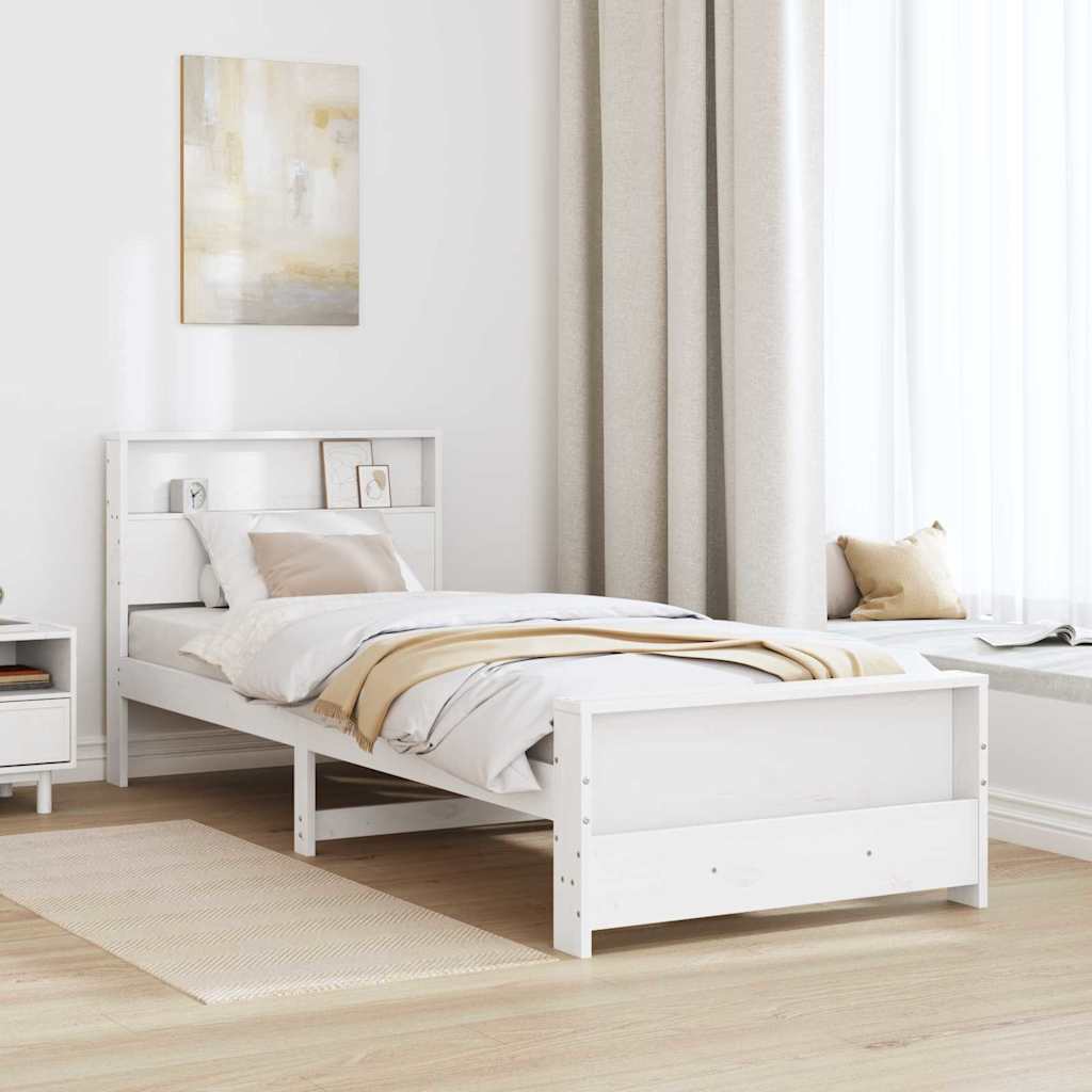 Bed Frame with Headboard White 100 x 200 cm Engineered Wood