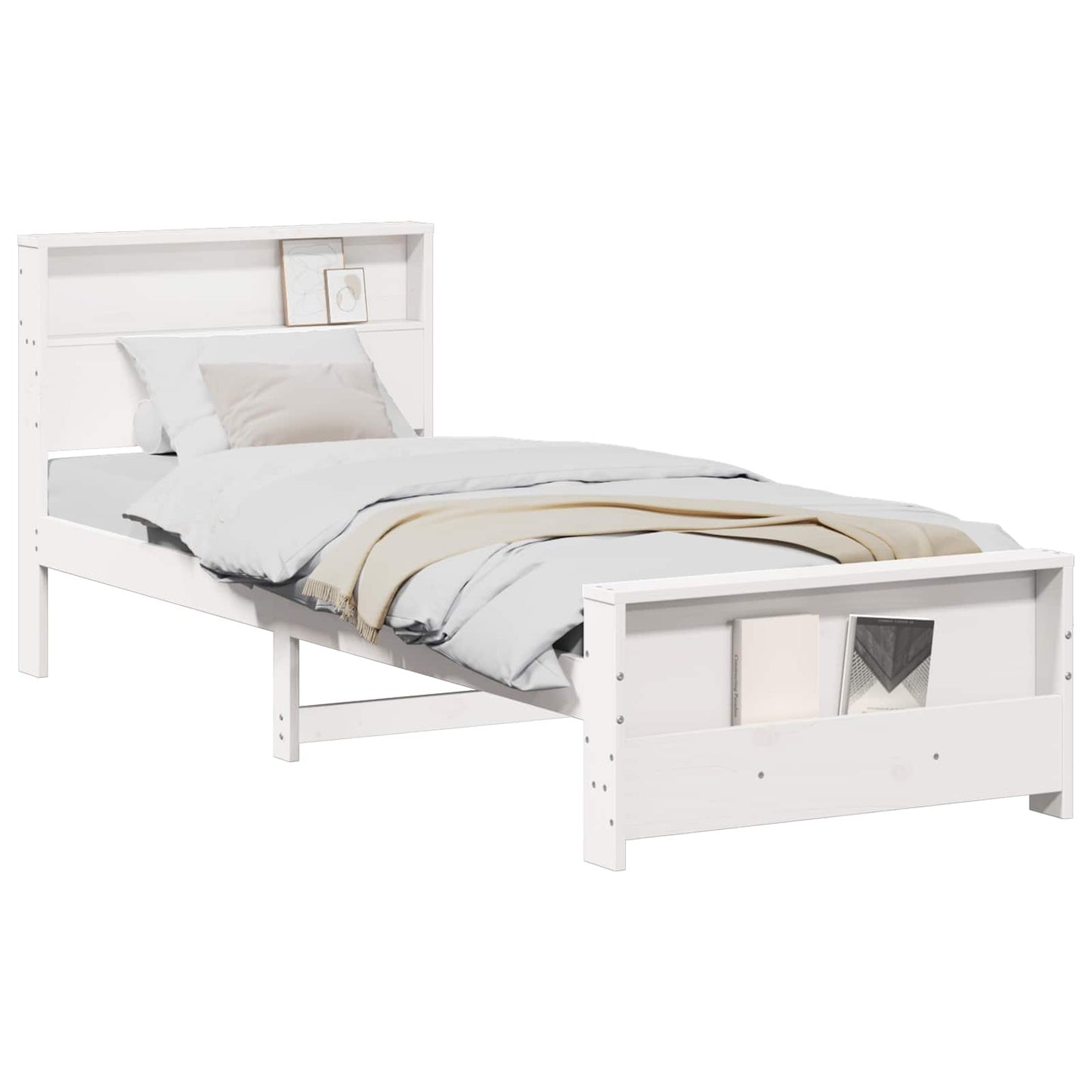Bed Frame with Headboard White 100 x 200 cm Engineered Wood