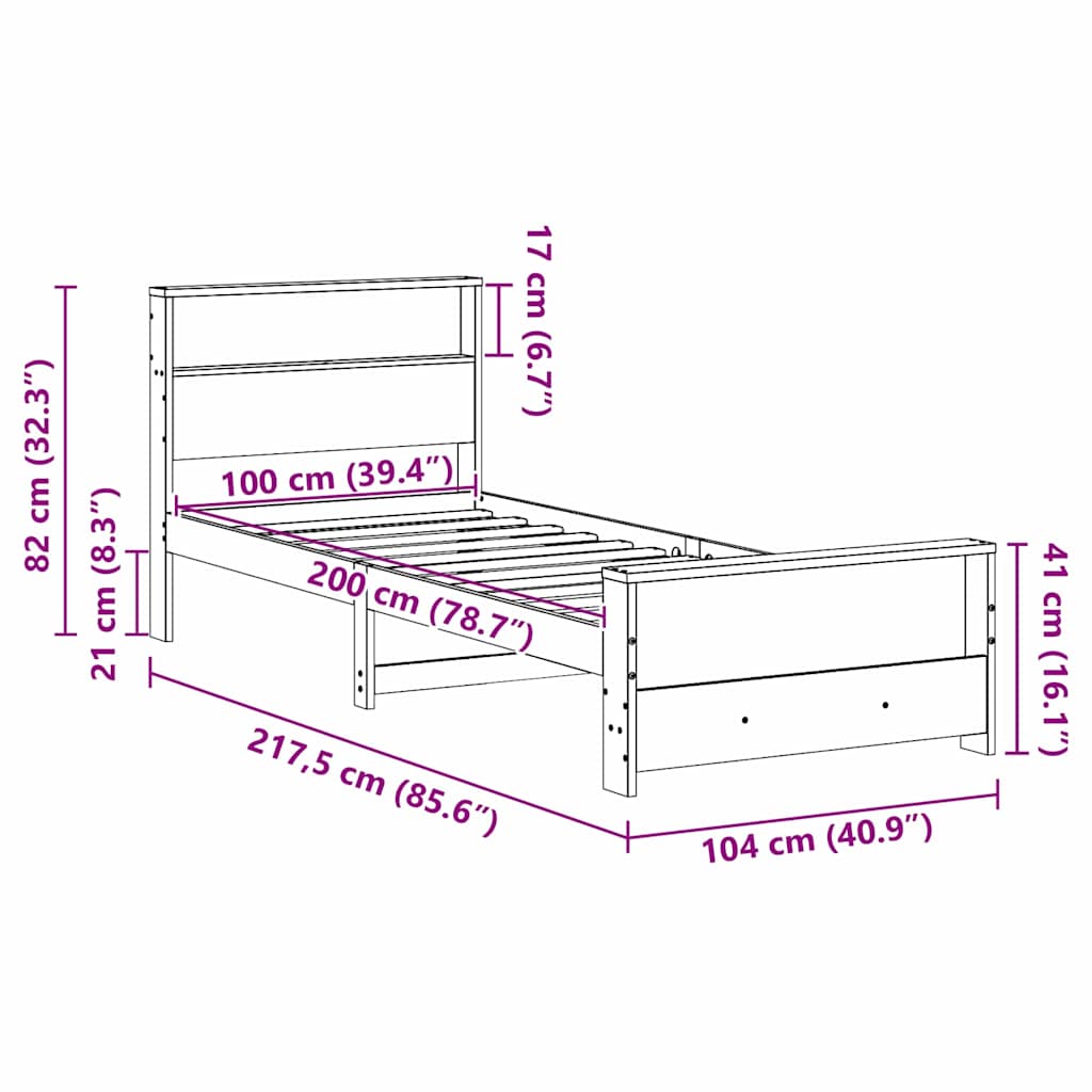 Bed Frame with Headboard White 100 x 200 cm Engineered Wood