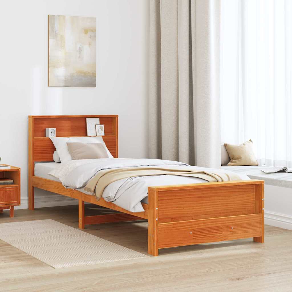 Bed Frame with Headboard Wax Brown 90 x 200 cm Engineered Wood