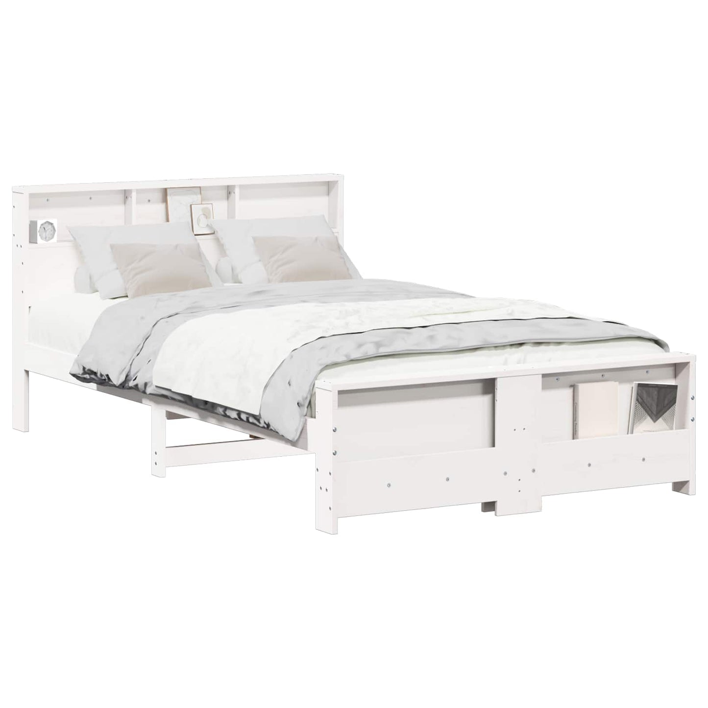Bed Frame with Headboard White 140 x 190 cm Engineered Wood