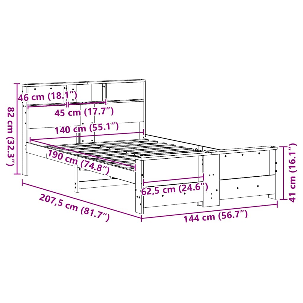 Bed Frame with Headboard Wax Brown 140 x 190 cm Engineered Wood