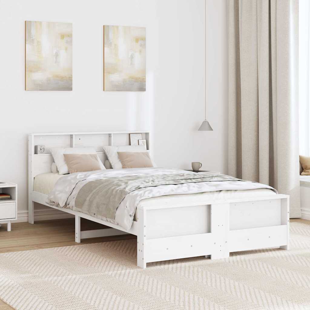 Bed Frame with Headboard White 135 x 190 cm Engineered Wood