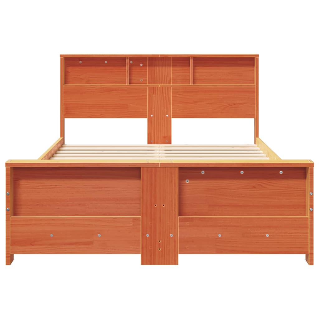 Bed Frame with Headboard Wax Brown 135 x 190 cm Engineered Wood