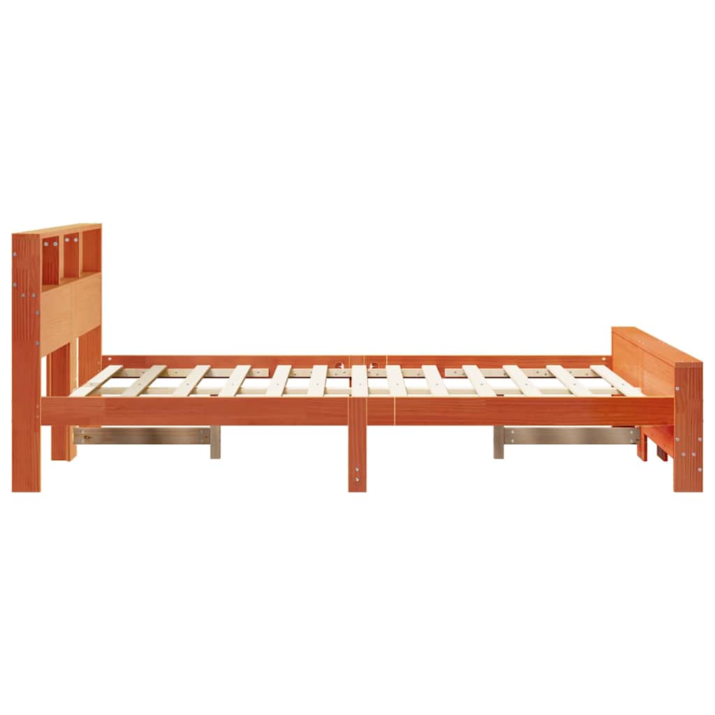 Bed Frame with Headboard Wax Brown 135 x 190 cm Engineered Wood
