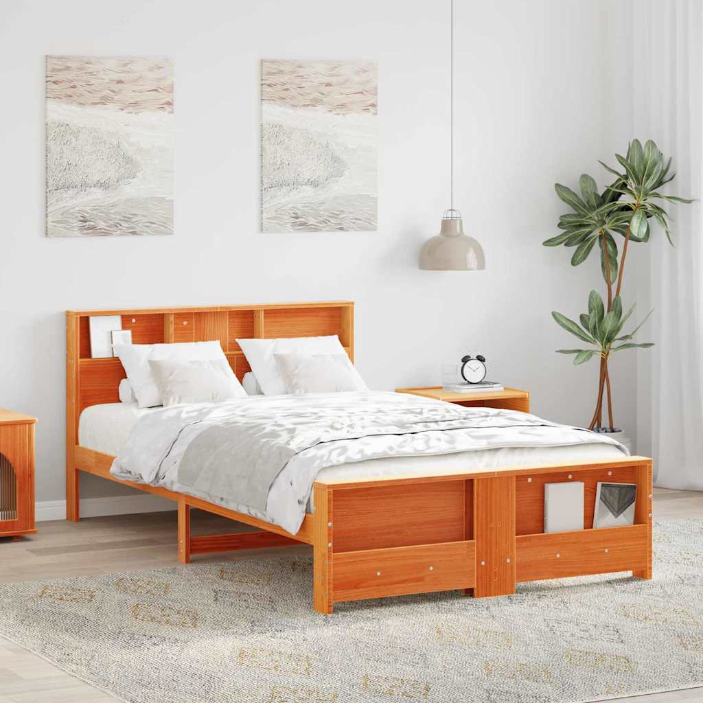 Bed Frame with Headboard Wax Brown 120 x 190 cm Engineered Wood