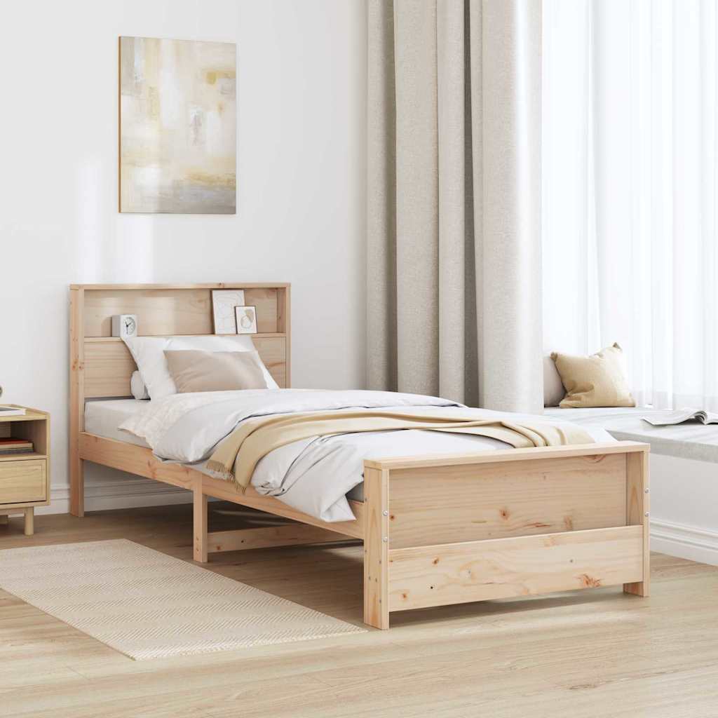 Bed Frame with Headboard Brown 90 x 190 cm Engineered Wood