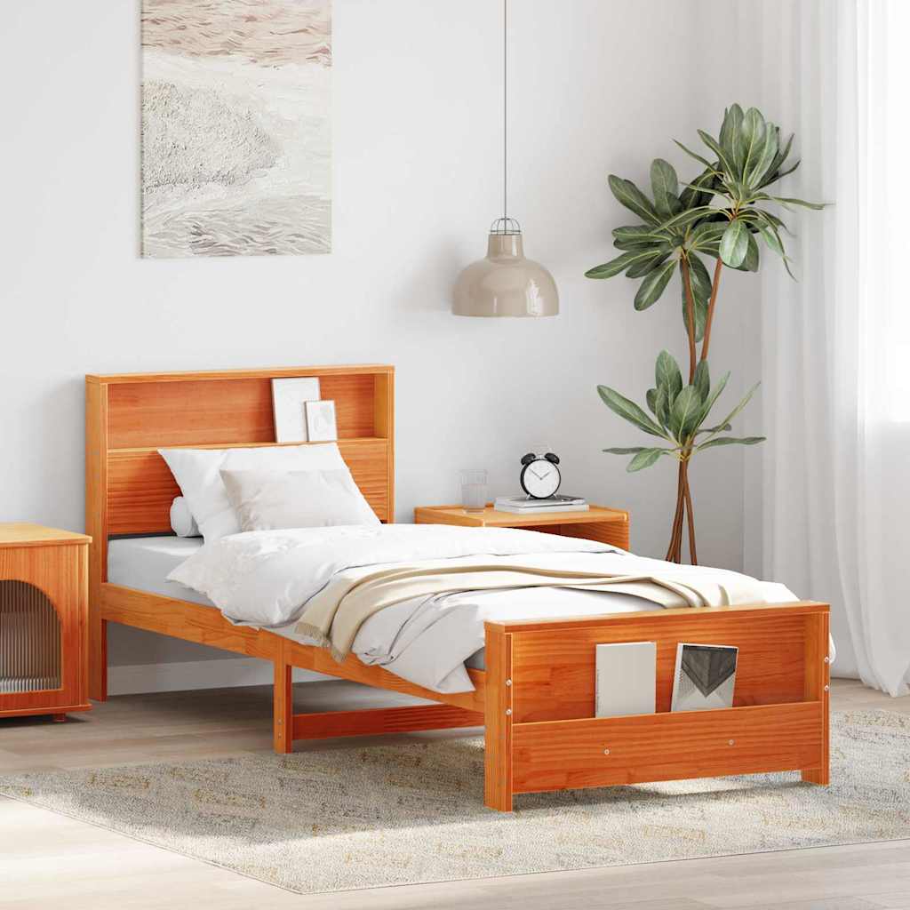 Bed Frame with Headboard Wax Brown 90 x 190 cm Engineered Wood