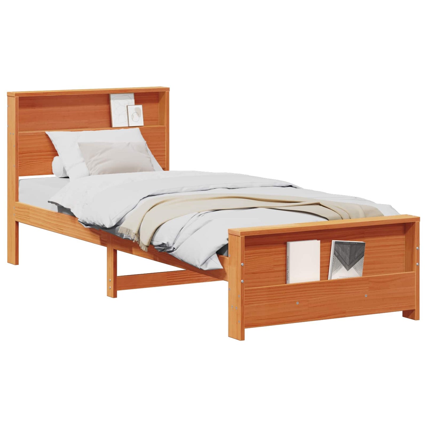 Bed Frame with Headboard Wax Brown 75 x 190 cm Engineered Wood