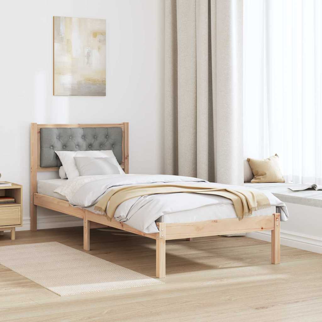 Bed Frame with Headboard Light Grey 90 x 190 cm Solid Pine Wood