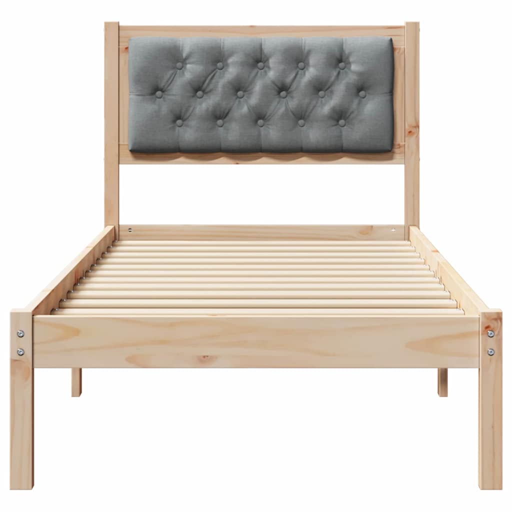 Bed Frame with Headboard Light Grey 90 x 190 cm Solid Pine Wood