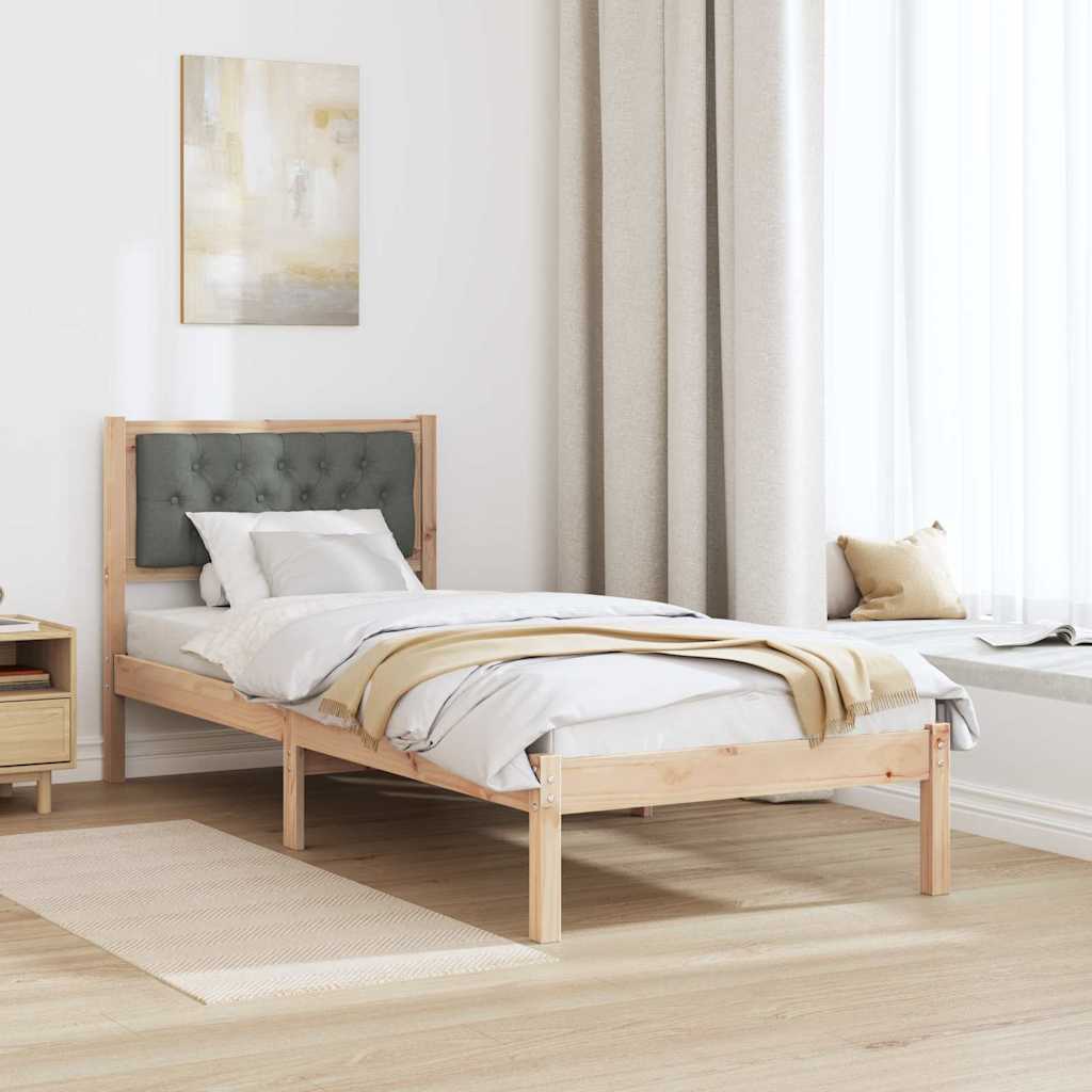 Bed Frame with Headboard Dark Grey 90 x 190 cm Solid Pine Wood