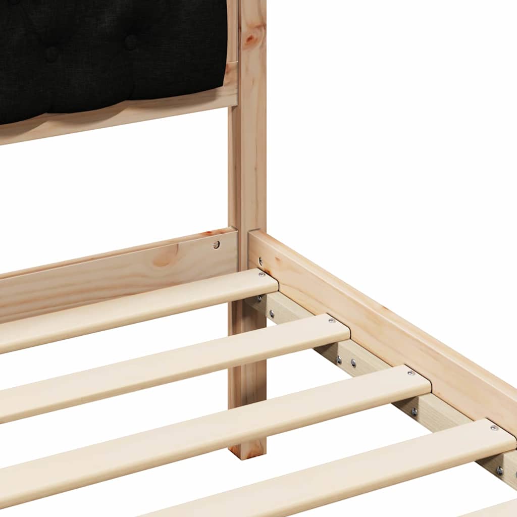 Bed Frame with Headboard Black 90 x 190 cm Solid Pine Wood