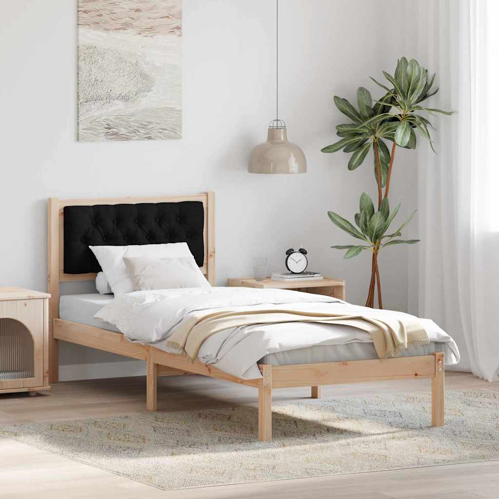 Bed Frame with Headboard Black 90 x 190 cm Solid Pine Wood