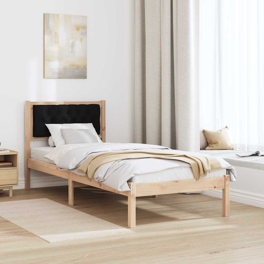 Bed Frame with Headboard Black 90 x 190 cm Solid Pine Wood