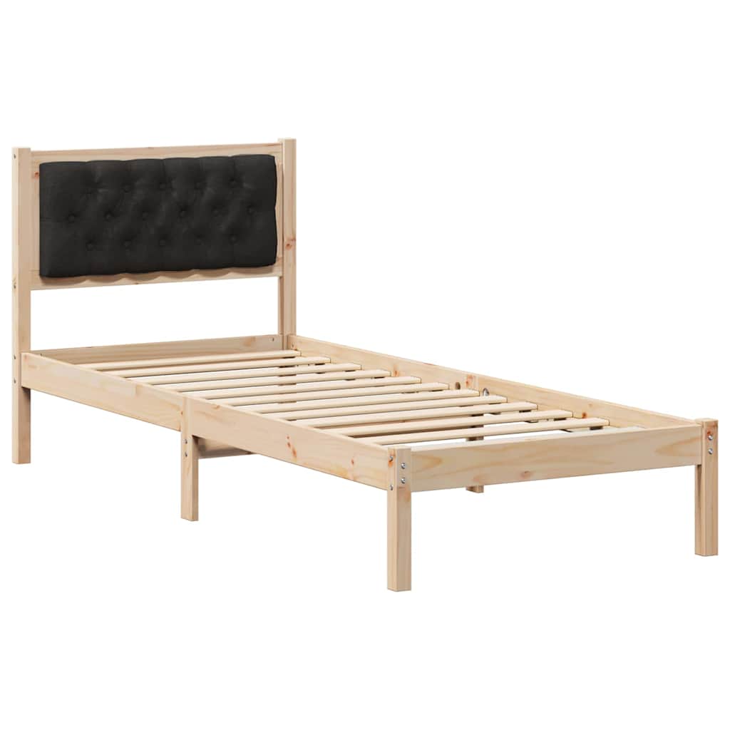Bed Frame with Headboard Black 90 x 190 cm Solid Pine Wood