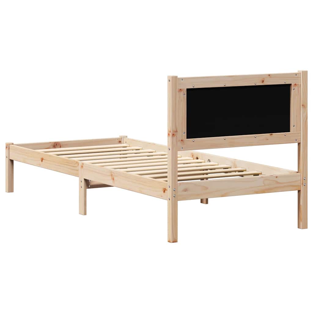 Bed Frame with Headboard Black 90 x 190 cm Solid Pine Wood
