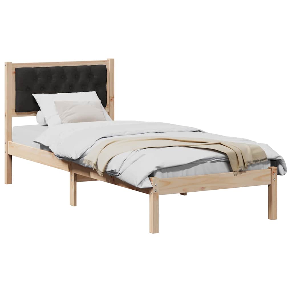 Bed Frame with Headboard Black 90 x 190 cm Solid Pine Wood