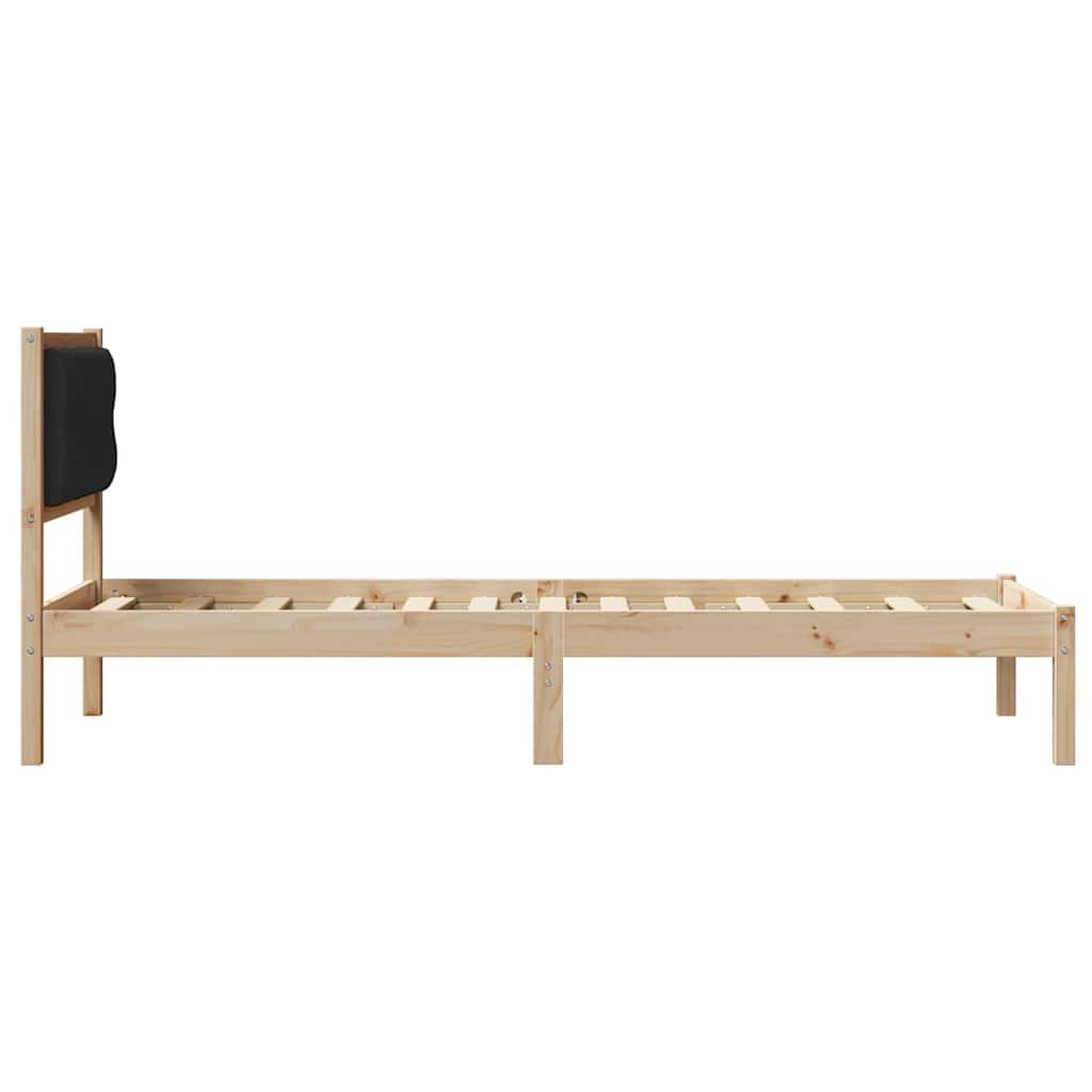 Bed Frame with Headboard Black 90 x 190 cm Solid Pine Wood