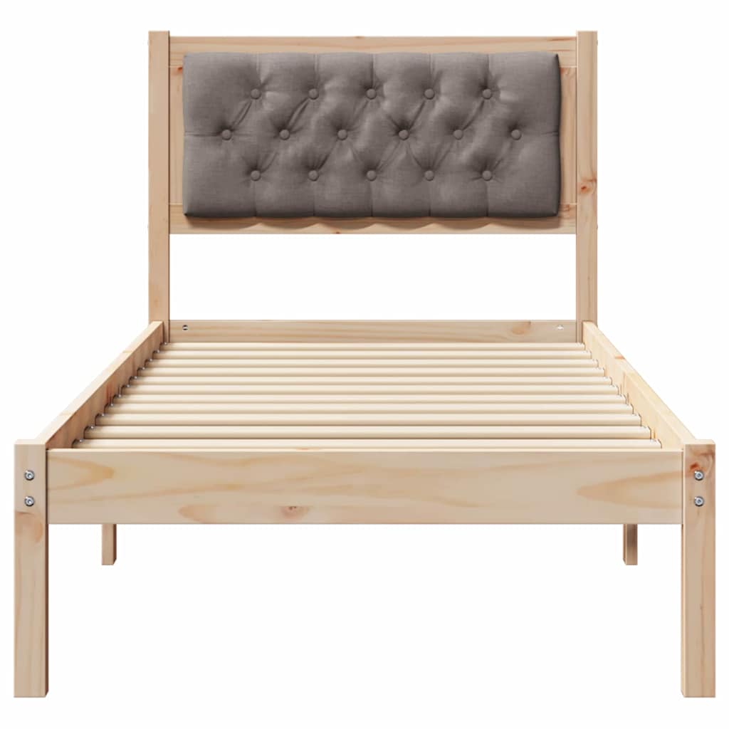 Bed Frame with Headboard Taupe 90 x 190 cm Solid Pine Wood