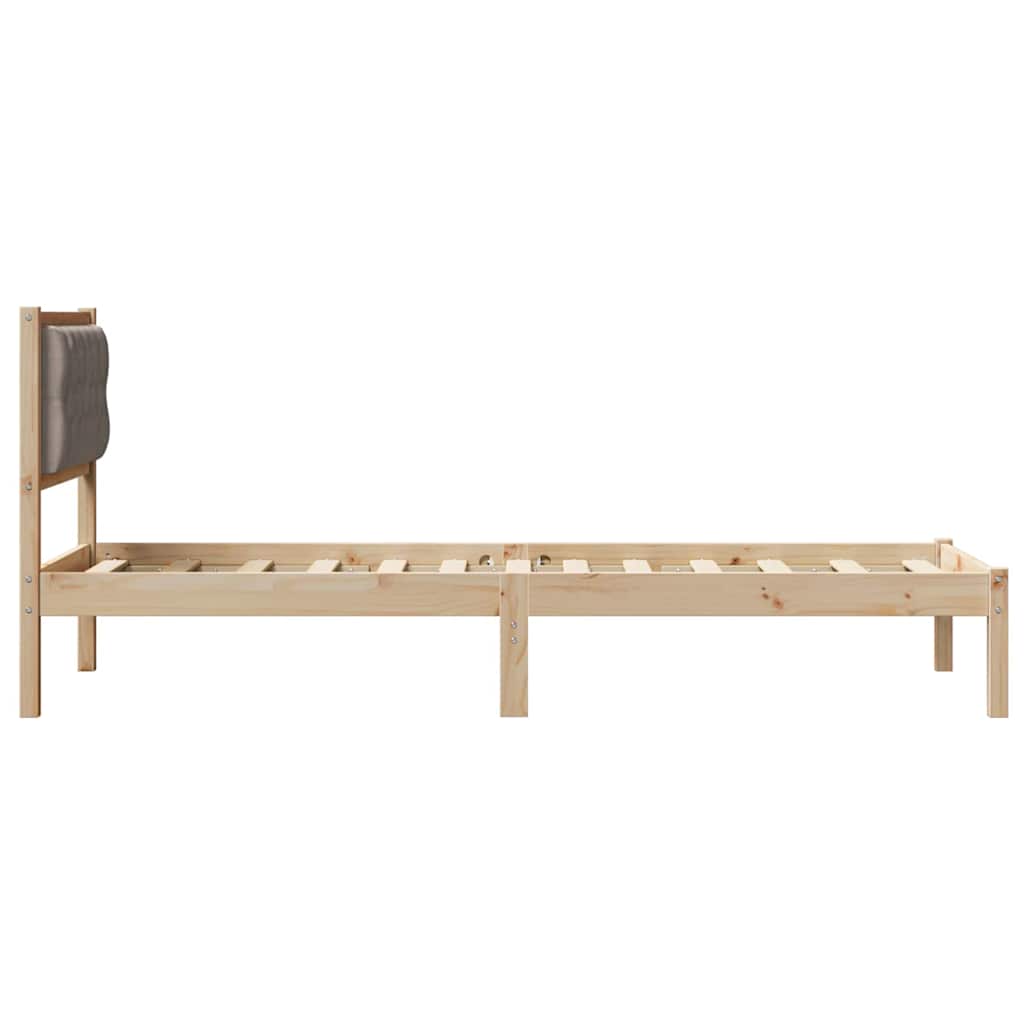 Bed Frame with Headboard Taupe 90 x 190 cm Solid Pine Wood