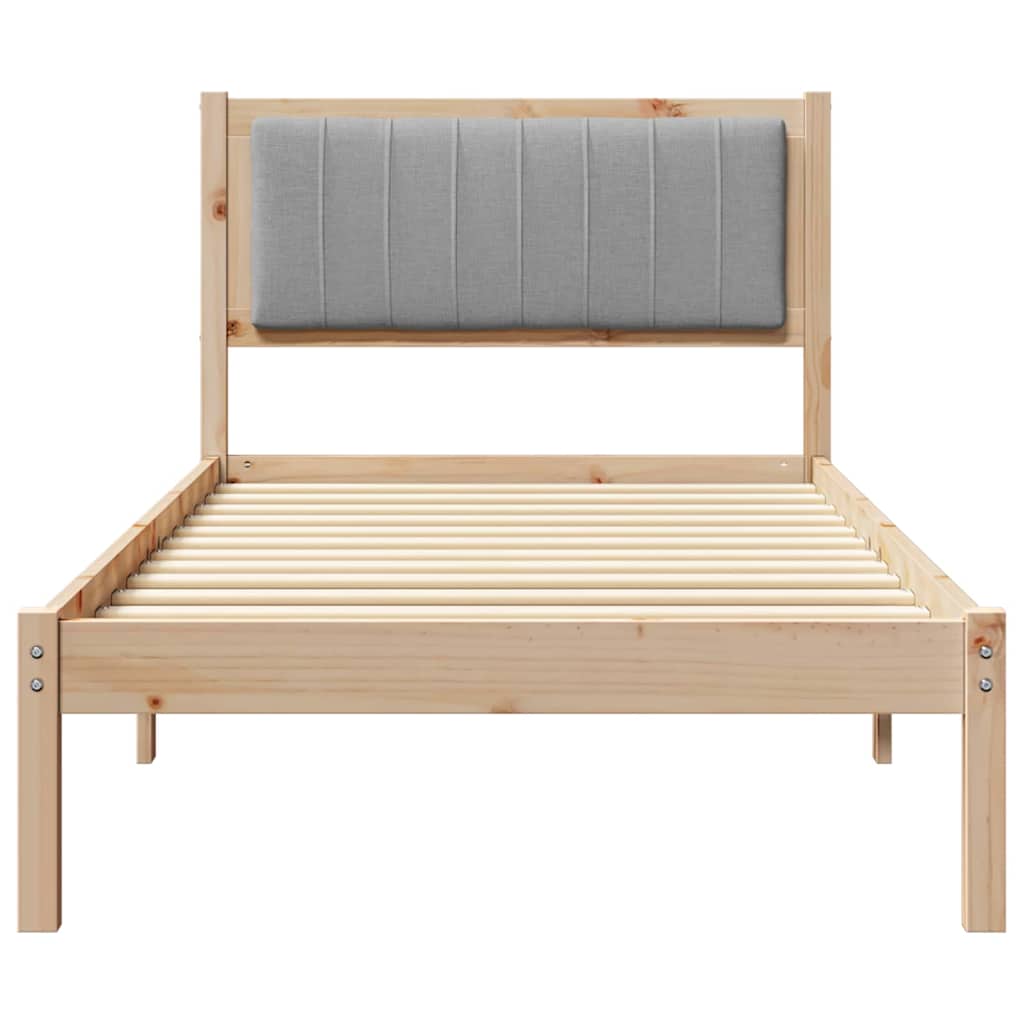 Bed Frame with Upholstered Headboard Light Grey 90 x 190 cm