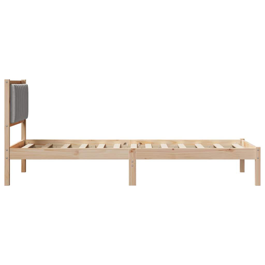 Bed Frame with Upholstered Headboard Light Grey 90 x 190 cm