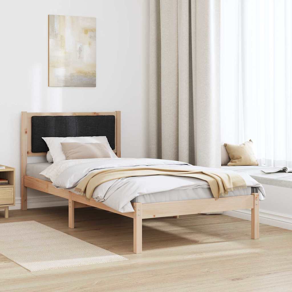 Bed Frame with Upholstered Headboard Black 90 x 190 cm
