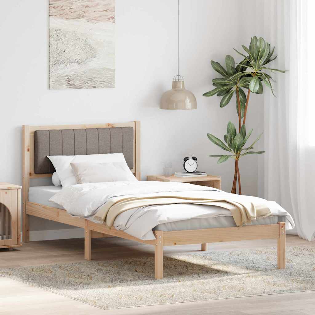 Bed Frame with Upholstered Headboard Taupe 90 x 190 cm