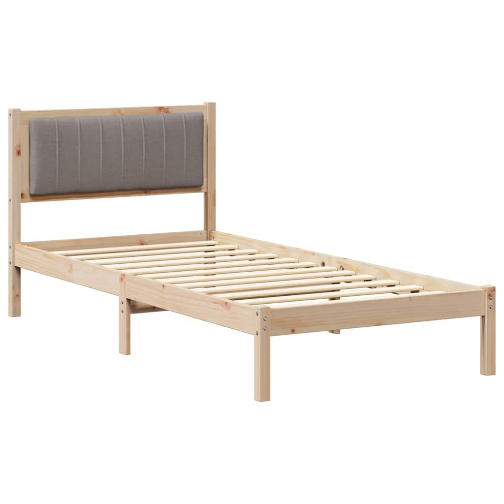 Bed Frame with Upholstered Headboard Taupe 90 x 190 cm