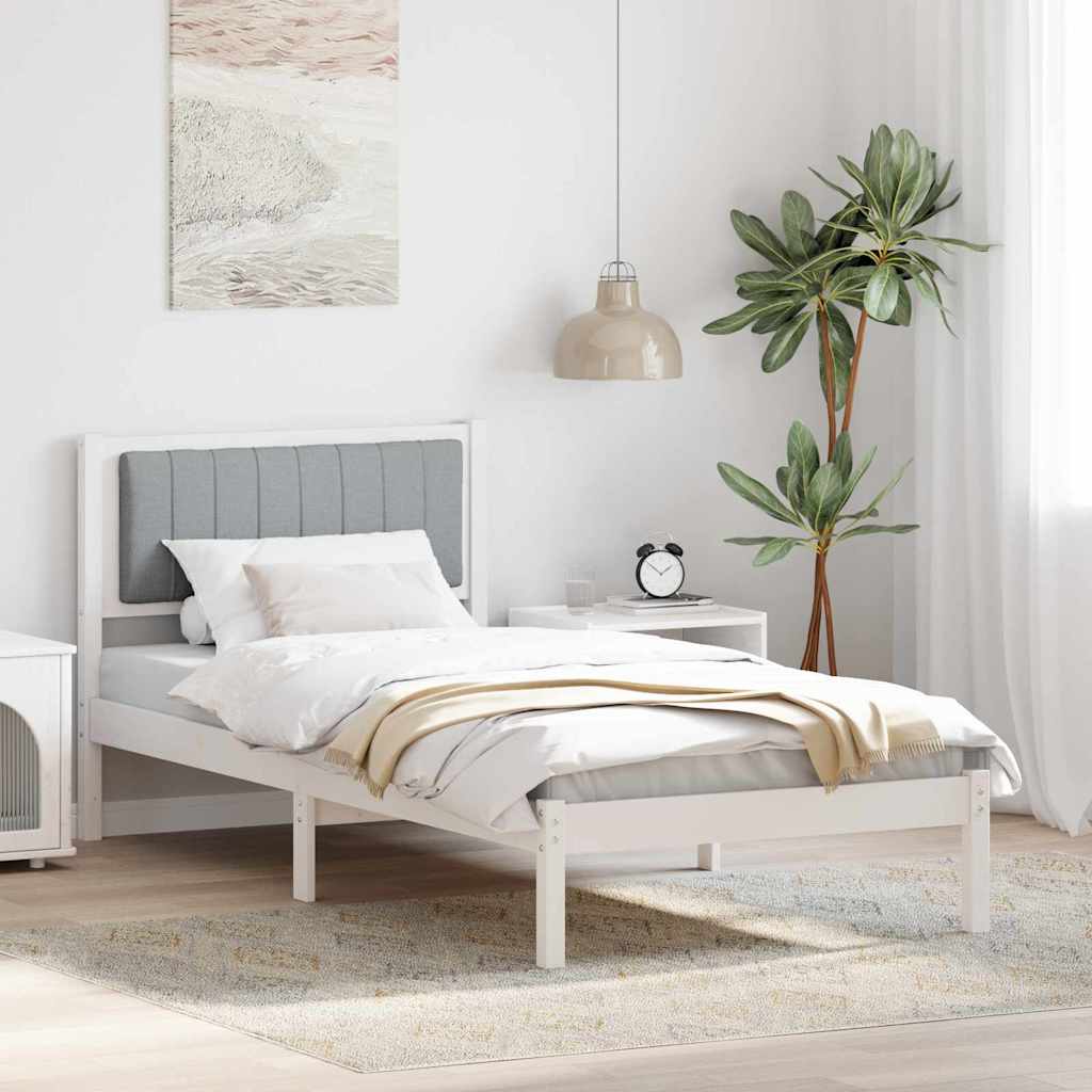 Bed Frame with Upholstered Headboard Light Grey 90 x 190 cm