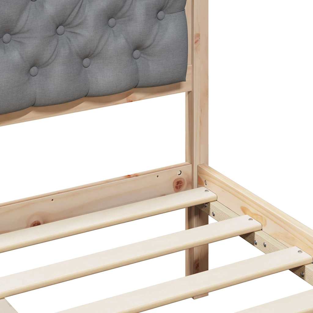 Bed Frame with Headboard Light Grey 90 x 200 cm Solid Pine Wood