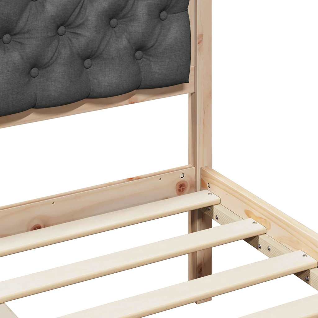 Bed Frame with Headboard Dark Grey 90 x 200 cm Solid Pine Wood