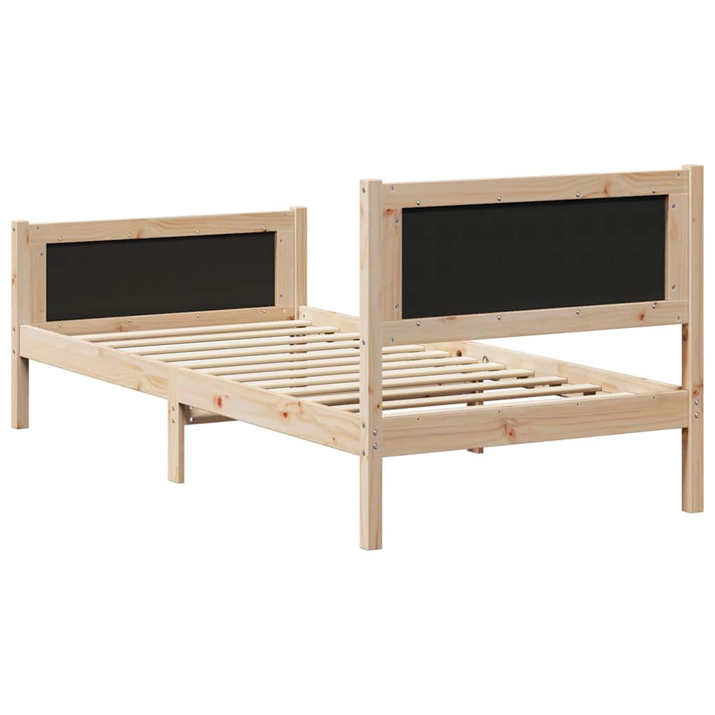 Bed Frame with Headboard Dark Grey 90 x 200 cm Solid Pine Wood