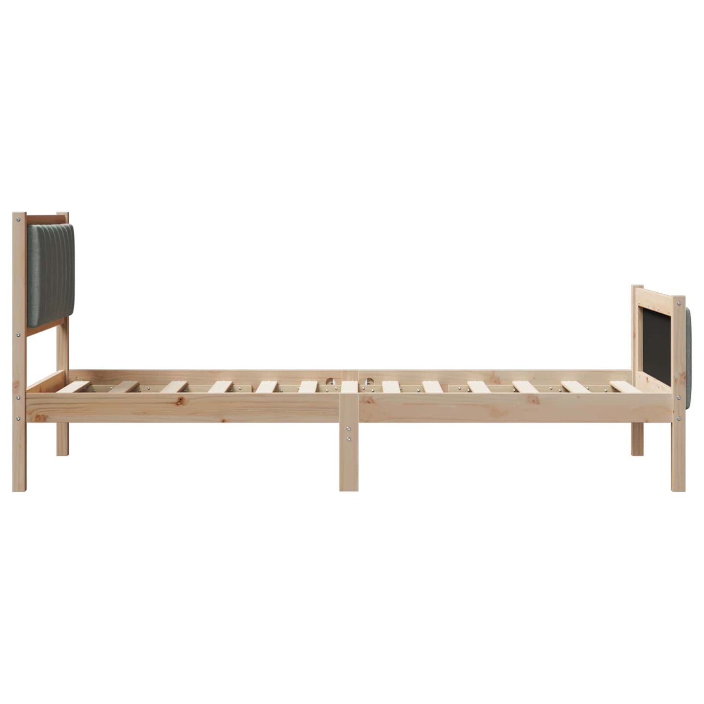 Bed frame Brown and dark grey 90 x 200 cm Solid pine wood