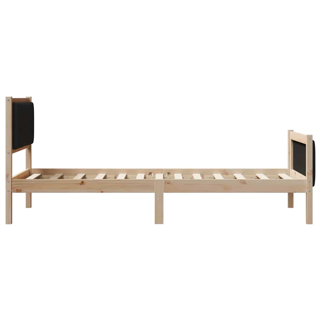 Bed frame Brown and black 90 x 200 cm Solid pine wood