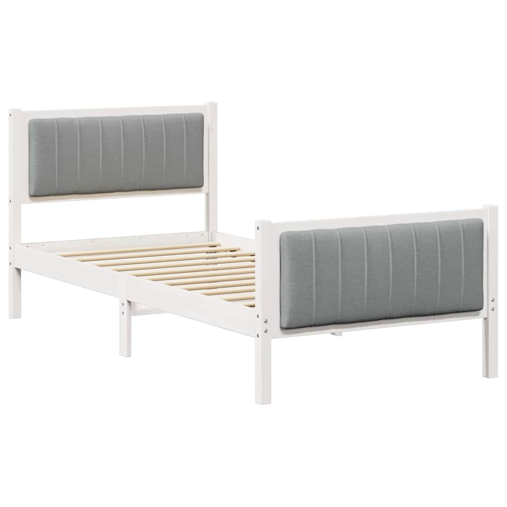 Bed frame White and light grey 90 x 200 cm Solid pine wood