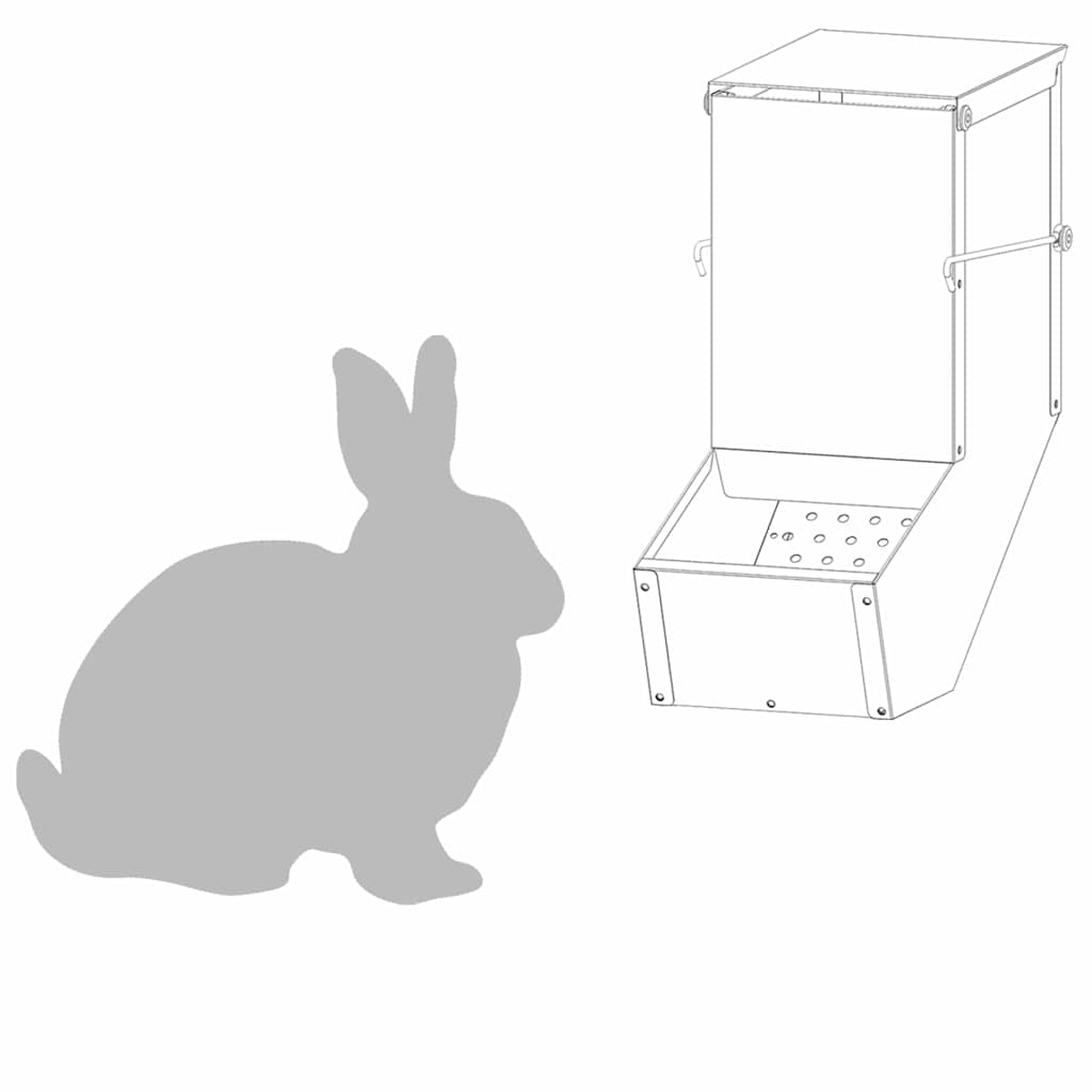 Rabbit Feeder Olive Green 12.5 x 26 x 28.5 cm Cold-Rolled Steel