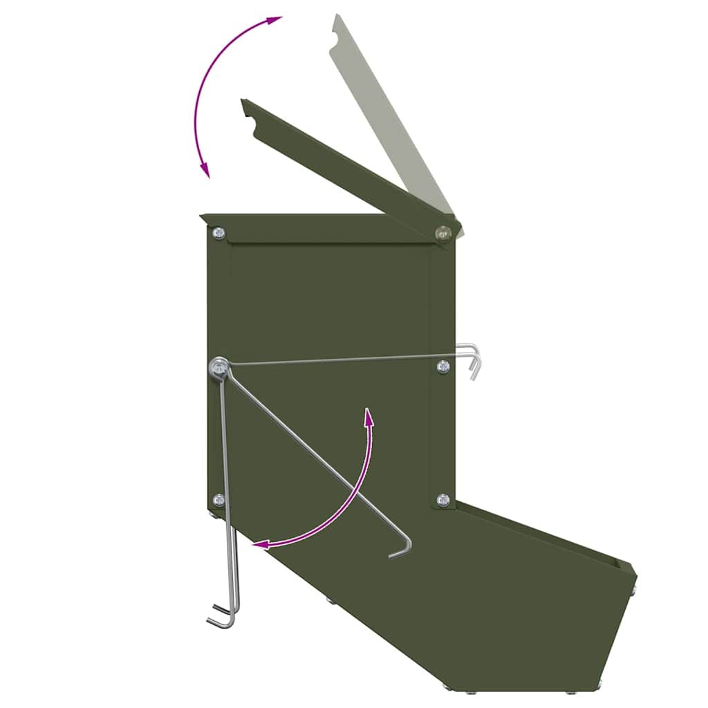 Rabbit Feeder Olive Green 17.5 x 26 x 28.5 cm Cold-Rolled Steel