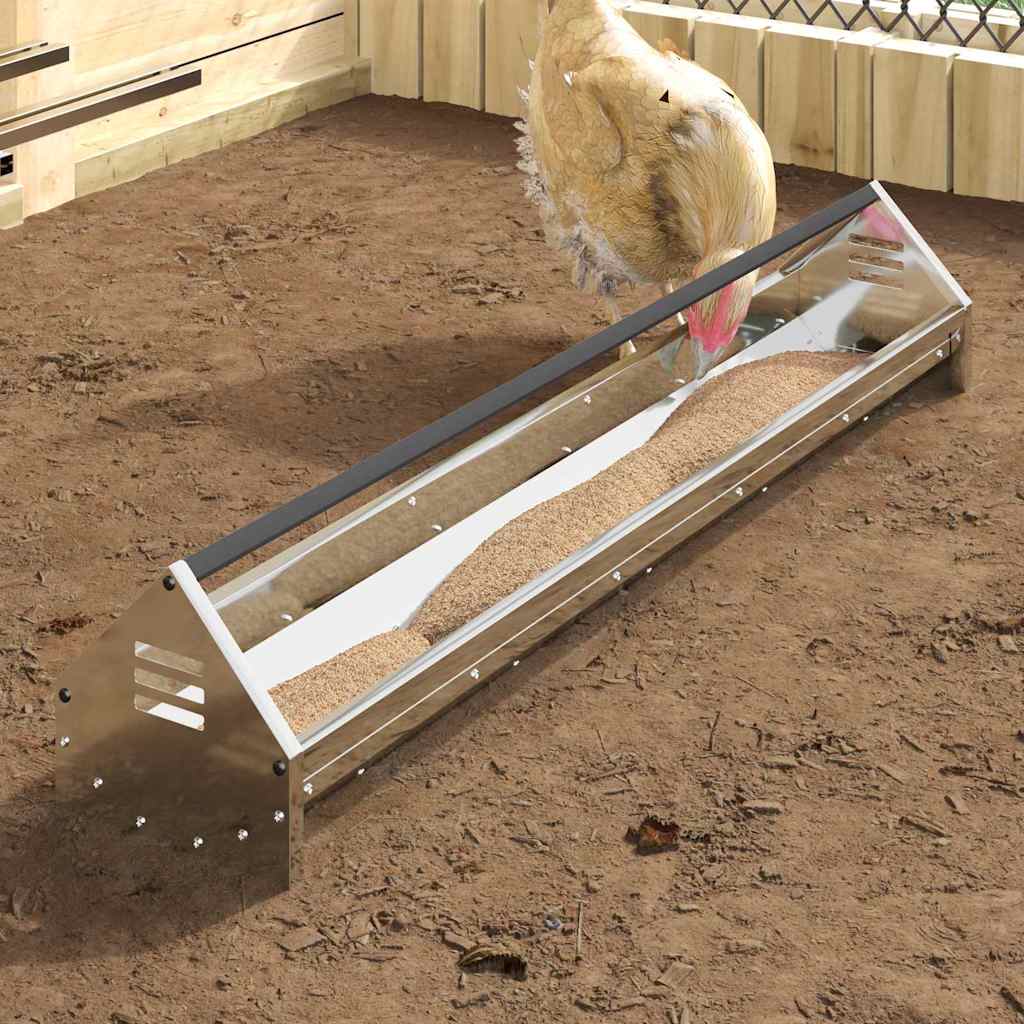 Chicken Feeding Trough Silver 108 x 20.5 x 20 cm 5 kg