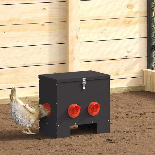 Chicken Feeder Black 40.5 x 25 x 38 cm 20 kg Cold-Rolled Steel